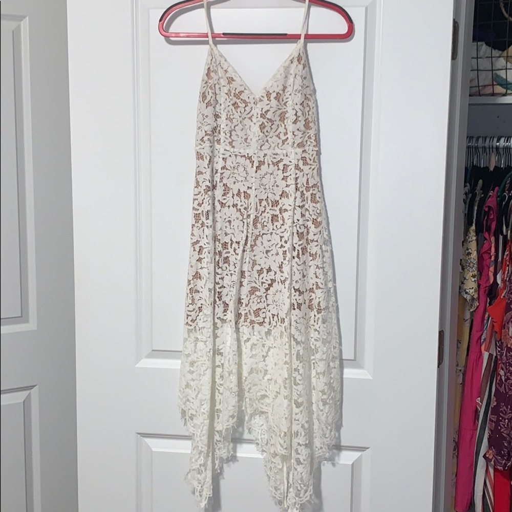 LuLu’s White/Beige Lace Dress